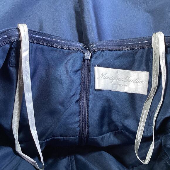 Monique Lhuillier Dress Size 4 Sweetheart Neck Strapless Navy, Wedding Cocktail - Picture 7 of 10